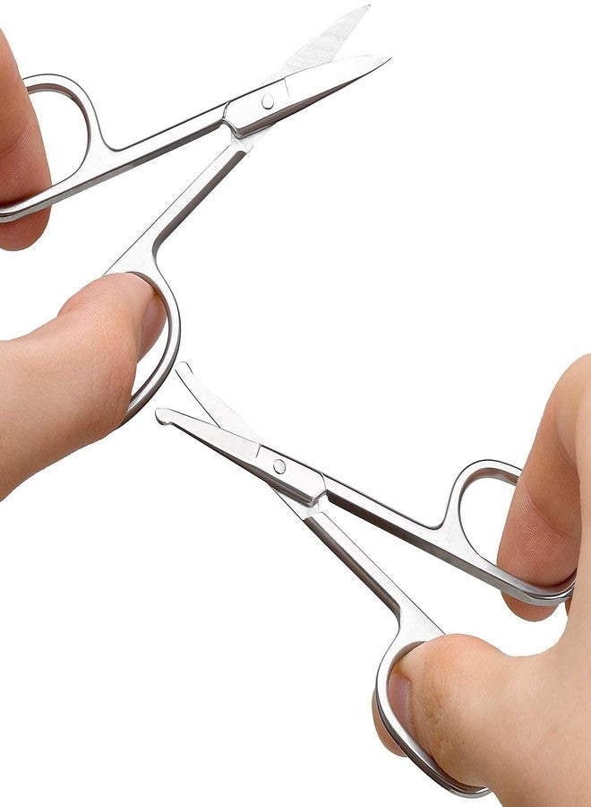 Ghelonadi Stainless Steel Grooming Scissors Small Curved & Rounded Tip Nose Hair Clipper, Eyebrow Scissor Mustache Trimming (Pack of 2) - Image 2
